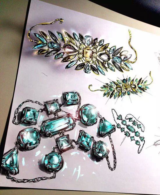 繪盡璀璨，設計瑰寶 一組令人驚艷的珠寶設計手繪草圖
